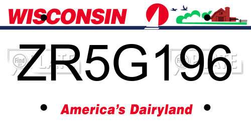 ZR5G196 Wisconsin License Plate