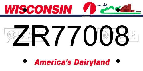 ZR77008 Wisconsin License Plate
