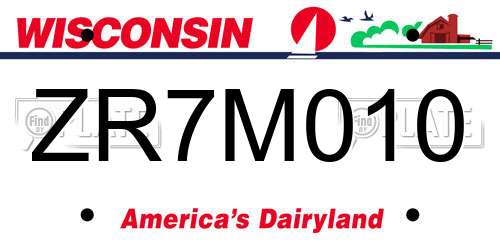 ZR7M010 Wisconsin License Plate