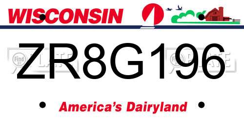 ZR8G196 Wisconsin License Plate