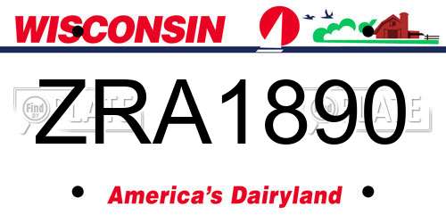 ZRA1890 Wisconsin License Plate