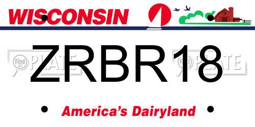 ZRBR18 Wisconsin License Plate