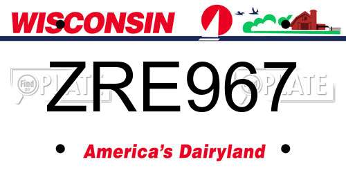 ZRE967 Wisconsin License Plate