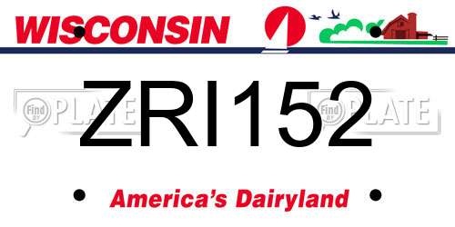 ZRI152 Wisconsin License Plate