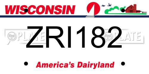 ZRI182 Wisconsin License Plate