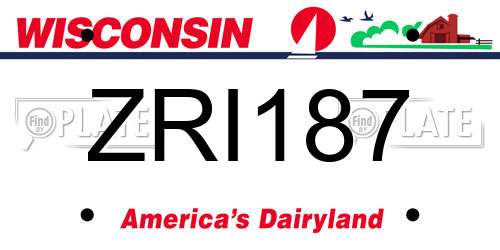 ZRI187 Wisconsin License Plate