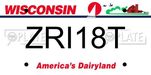ZRI18T Wisconsin License Plate