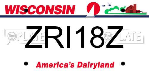 ZRI18Z Wisconsin License Plate