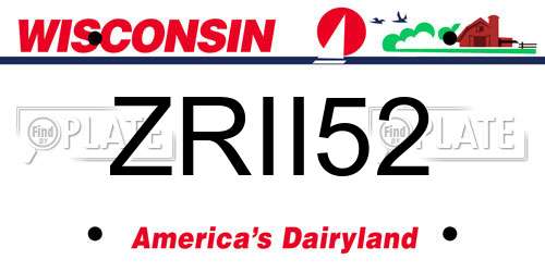 ZRII52 Wisconsin License Plate