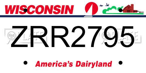 ZRR2795 Wisconsin License Plate