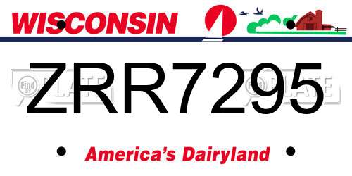 ZRR7295 Wisconsin License Plate