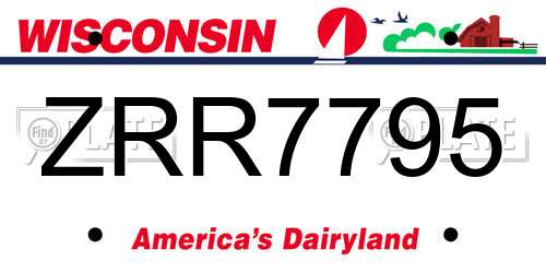 ZRR7795 Wisconsin License Plate