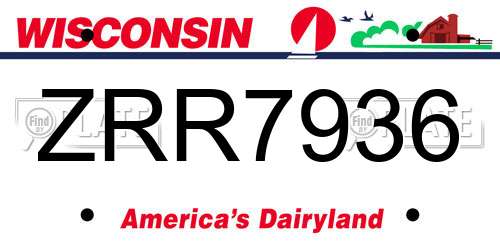 ZRR7936 Wisconsin License Plate