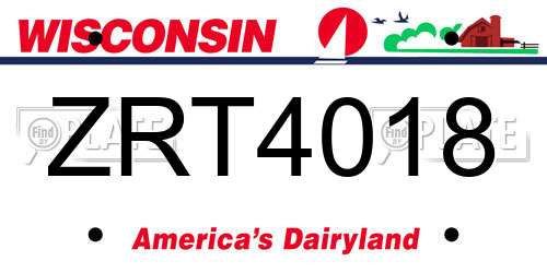 ZRT4018 Wisconsin License Plate