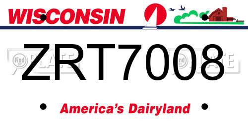 ZRT7008 Wisconsin License Plate