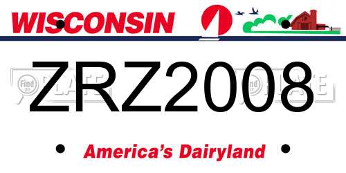 ZRZ2008 Wisconsin License Plate