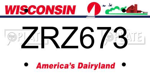 ZRZ673 Wisconsin License Plate