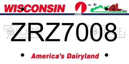 ZRZ7008 Wisconsin License Plate