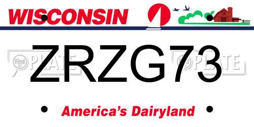 ZRZG73 Wisconsin License Plate