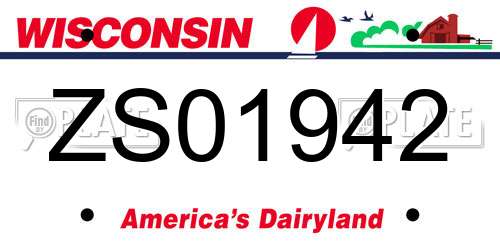 ZS01942 Wisconsin License Plate