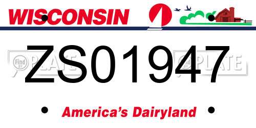 ZS01947 Wisconsin License Plate