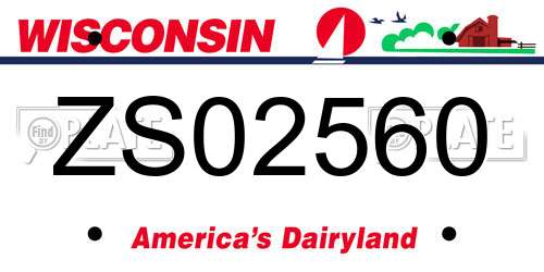 ZS02560 Wisconsin License Plate