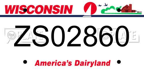 ZS02860 Wisconsin License Plate