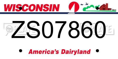 ZS07860 Wisconsin License Plate