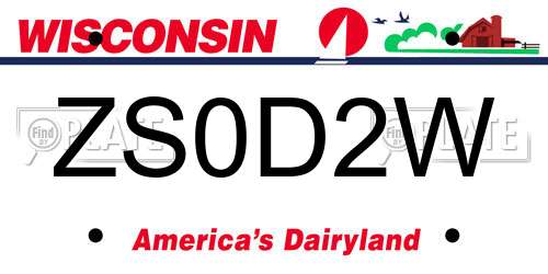 ZS0D2W Wisconsin License Plate