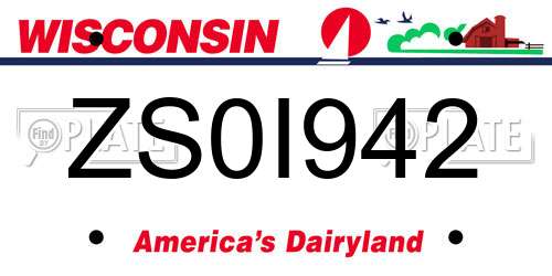 ZS0I942 Wisconsin License Plate