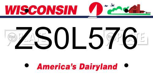 ZS0L576 Wisconsin License Plate