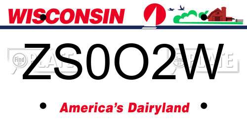 ZS0O2W Wisconsin License Plate