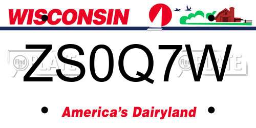 ZS0Q7W Wisconsin License Plate