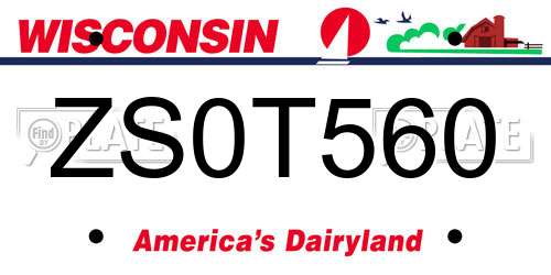 ZS0T560 Wisconsin License Plate