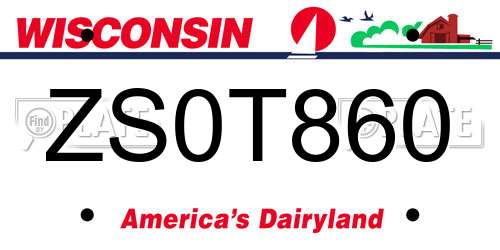 ZS0T860 Wisconsin License Plate