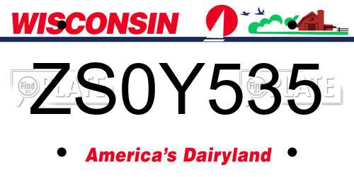 ZS0Y535 Wisconsin License Plate