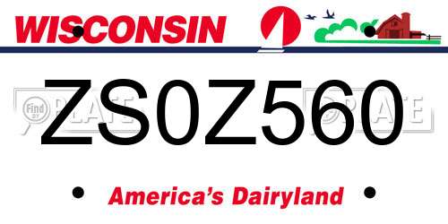 ZS0Z560 Wisconsin License Plate