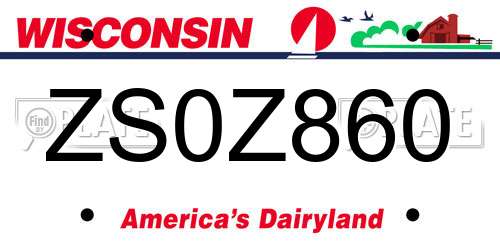 ZS0Z860 Wisconsin License Plate