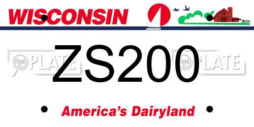 ZS200 Wisconsin License Plate