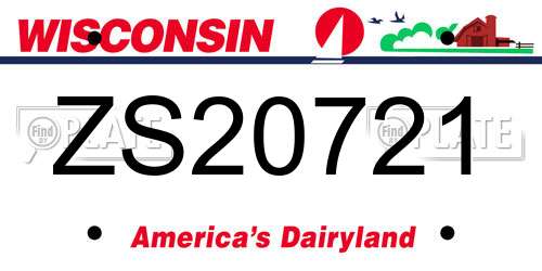ZS20721 Wisconsin License Plate