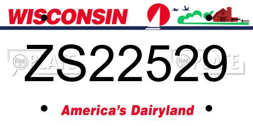 ZS22529 Wisconsin License Plate