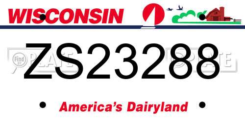 ZS23288 Wisconsin License Plate