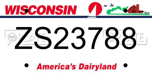 ZS23788 Wisconsin License Plate
