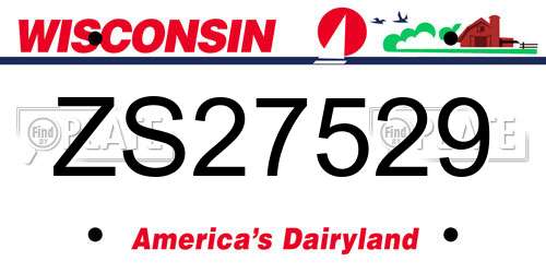 ZS27529 Wisconsin License Plate