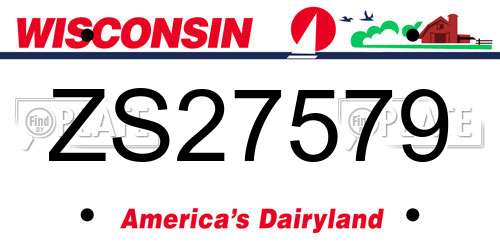 ZS27579 Wisconsin License Plate