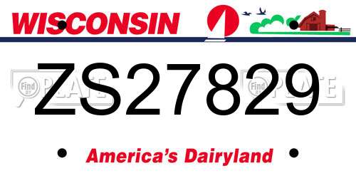 ZS27829 Wisconsin License Plate