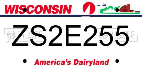 ZS2E255 Wisconsin License Plate