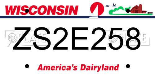 ZS2E258 Wisconsin License Plate