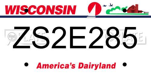 ZS2E285 Wisconsin License Plate