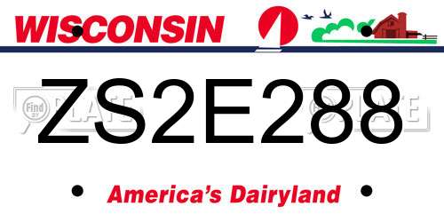 ZS2E288 Wisconsin License Plate